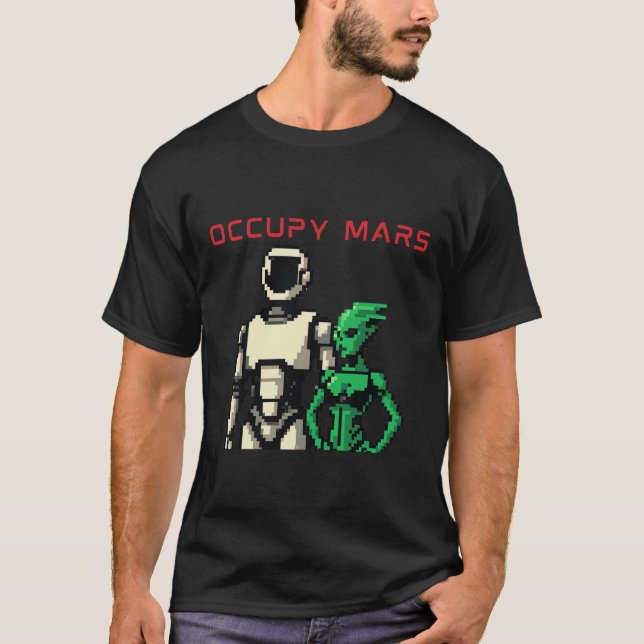 Futuristisk Humanoid Robot på en Främmande Planet T Shirt (Framsida)