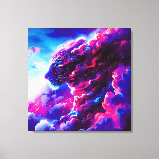 Futuristisk Kosmisk Neon Leopard  Canvastryck (Framsida)