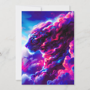 Futuristisk Kosmisk Neon Leopard  Julkort