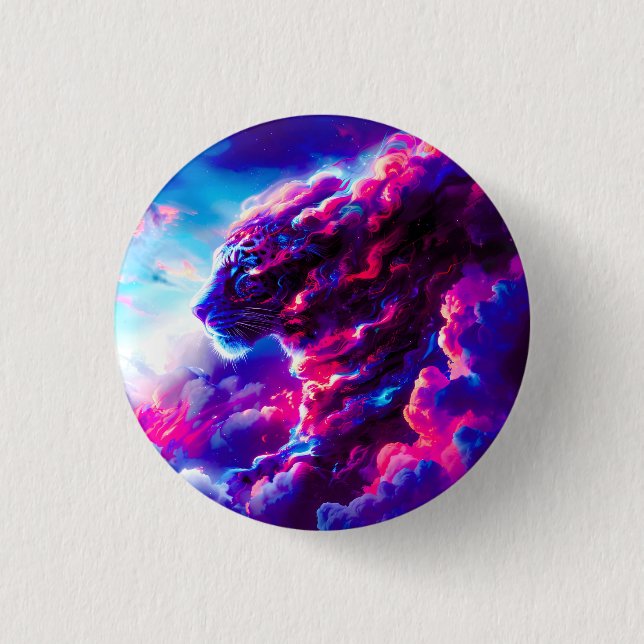 Futuristisk Kosmisk Neon Leopard Knapp (Framsida)