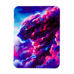 Futuristisk Kosmisk Neon Leopard Magnet