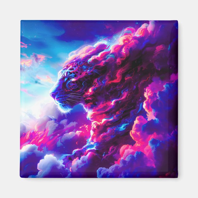 Futuristisk Kosmisk Neon Leopard  Magnet (Framsidan)