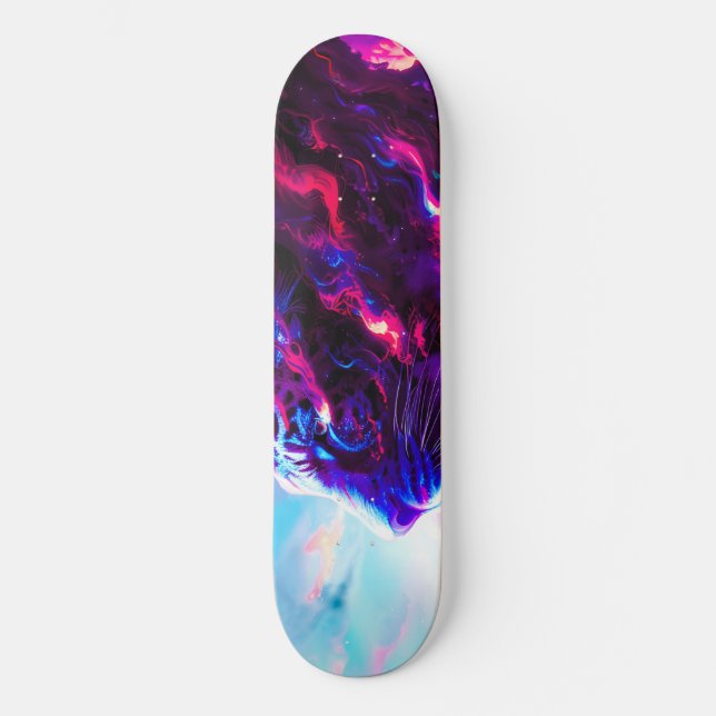 Futuristisk Kosmisk Neon Leopard Mini Skateboard Bräda 18,5 Cm (Framsida)