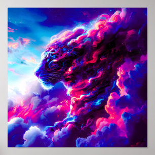 Futuristisk Kosmisk Neon Leopard Poster