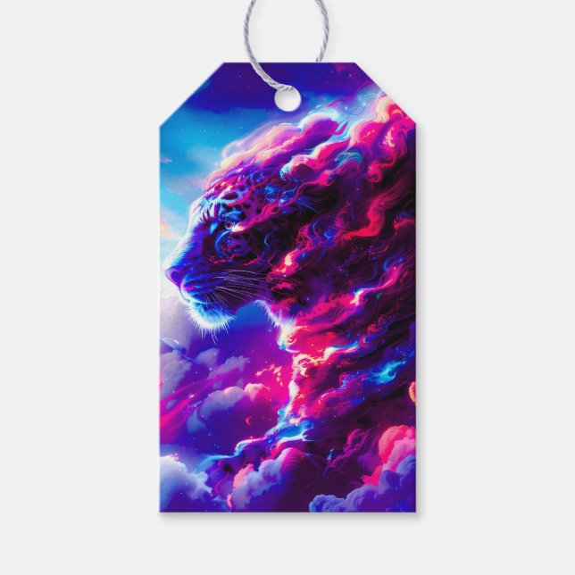 Futuristisk Kosmisk Neon Leopard  Presentetikett (Framsidan)