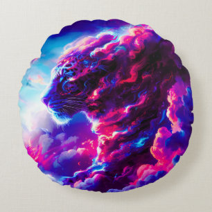 Futuristisk Kosmisk Neon Leopard Rund Kudde