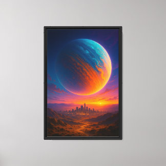 Futuristisk Kosmisk Stad Canvas Väggkonst – Surrea