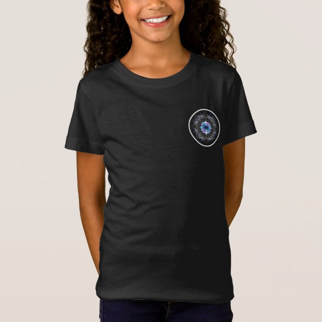 Futuristisk kristallmandala – geometrisk teknikkon t shirt (Framsida)
