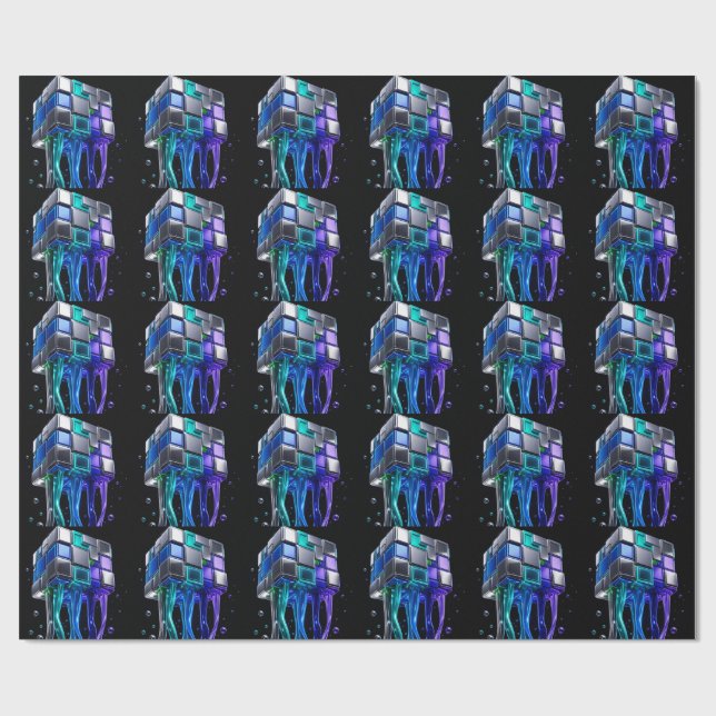 Futuristisk krompusselkub  presentpapper (Platt)