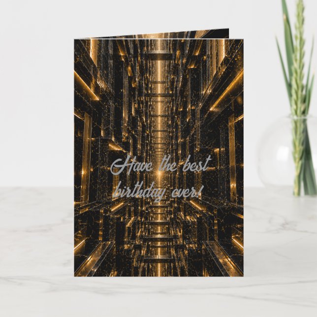 Futuristisk marmor guld neon SciFi-arkitektur Kort (Framsida)
