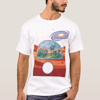 Futuristisk Mars Koloni Rymd Bio Kupol Modern Graf T Shirt