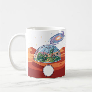 Futuristisk Mars-koloni Rymdbiodom Modern Vektor Kaffemugg
