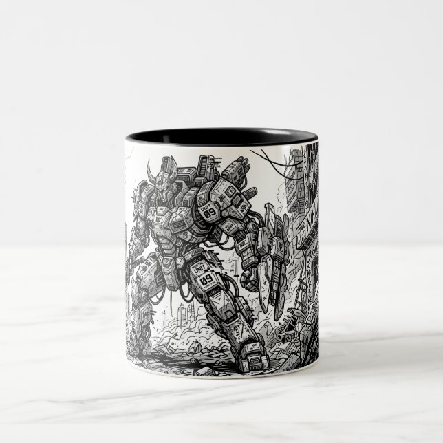 Futuristisk Mecha Robot Keramikkopp Två-Tonad Mugg (Center)