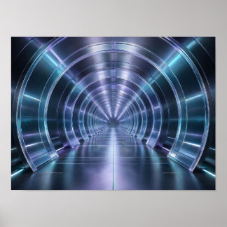 Futuristisk metallisk tunnel abstrakt väggkonst