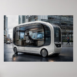 Futuristisk mobil kontorsmodul i urban natur poster