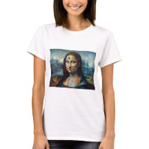 Futuristisk Mona Lisa Dam T-Shirt