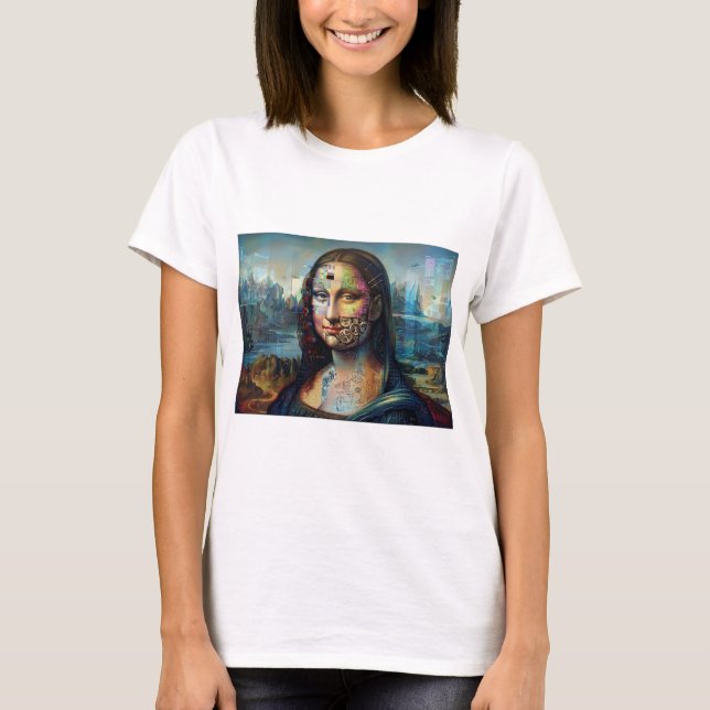 Futuristisk Mona Lisa Dam T-Shirt (Framsida)