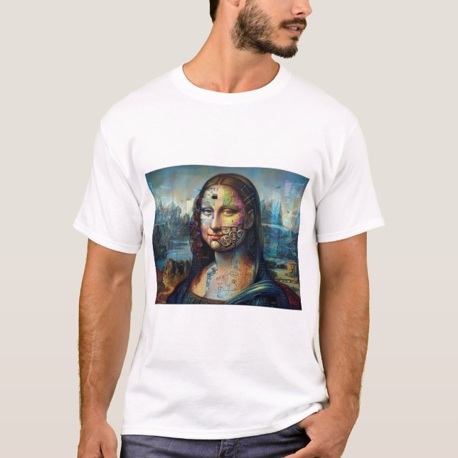 Futuristisk Mona Lisa Herr T-Shirt (Framsida)
