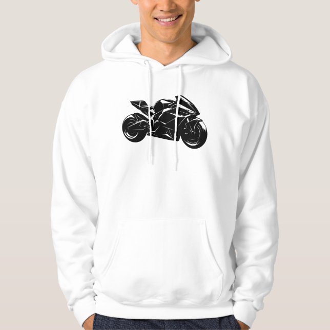 Futuristisk motorcykel svart vit vektor  hoodie (Framsida)