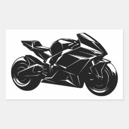 Futuristisk motorcykel svart vit vektor  rektangulärt klistermärke