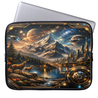 “Futuristisk naturfusion – Lyxig teknisk bärbar da Laptop Fodral