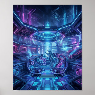 Futuristisk Neon Esports Arena Digital Innovation Poster