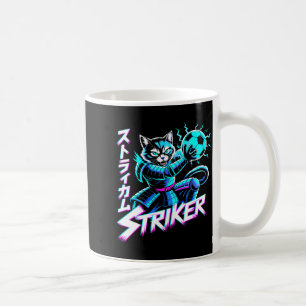 Futuristisk Neon Katt Anfallare Cyberpunk Fotbolls Kaffemugg
