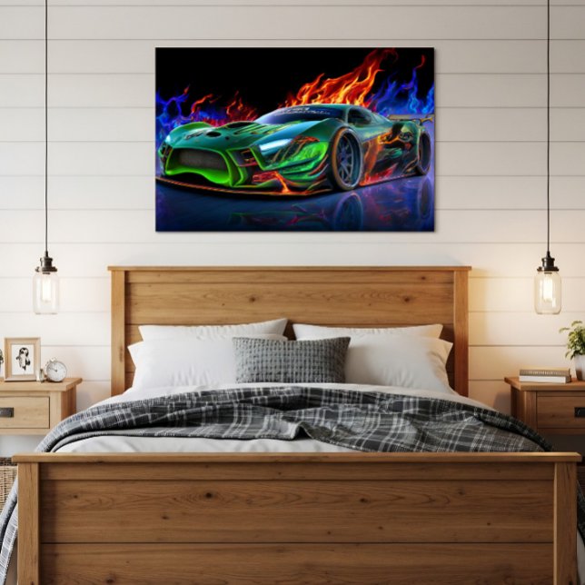 Futuristisk neongrön superbil eld fototryck (Skapare uppladdad)