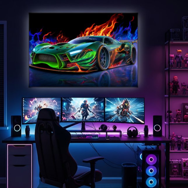 Futuristisk neongrön superbil eld poster (Skapare uppladdad)