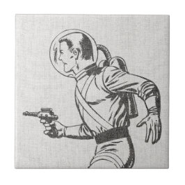 Futuristisk och nostalgisk retro sci-fi strålpisto kakelplatta