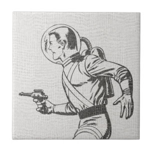 Futuristisk och nostalgisk retro sci-fi strålpisto kakelplatta