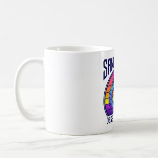 Futuristisk Ökenmaskin Surfklubb Synthwave T-Shirt Kaffemugg