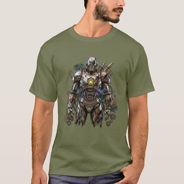 Futuristisk Pansrad Robot – Höjteknologisk T-Shirt (Framsida)