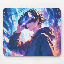 Futuristisk Pojke Med VR - Anime Musmatta