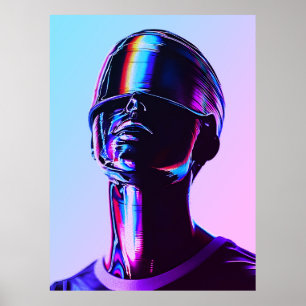 Futuristisk regnbågsfärgad kromporträtt Väggkonst