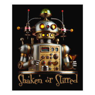 Futuristisk Robot Bartender "Omrörd eller Stirradr Fototryck