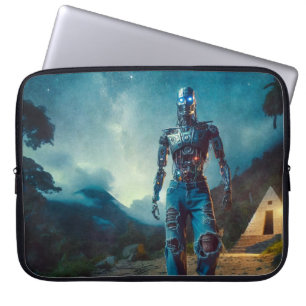 Futuristisk robot i forntida landskap laptop fodral