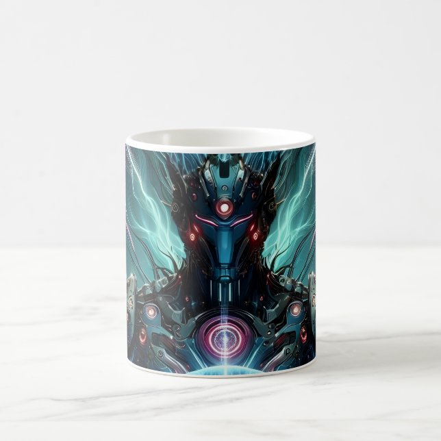 Futuristisk Robot Kosmisk Kärna Cyberpunk Kaffemugg (Center)