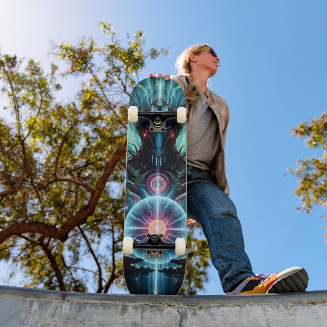 Futuristisk Robot Kosmisk Kärna Cyberpunk Mini Skateboard Bräda 18,5 Cm (Utomhus 1)