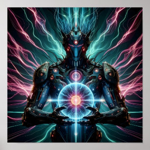 Futuristisk Robot Kosmisk Kärna Cyberpunk Poster