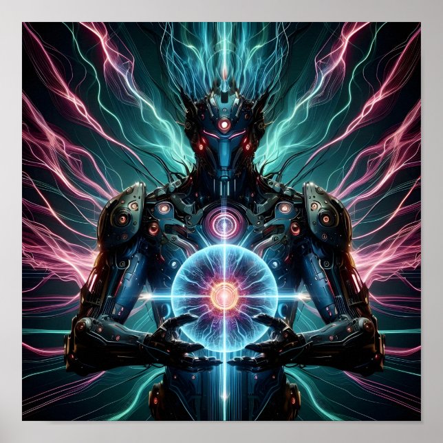 Futuristisk Robot Kosmisk Kärna Cyberpunk Poster (Framsidan)