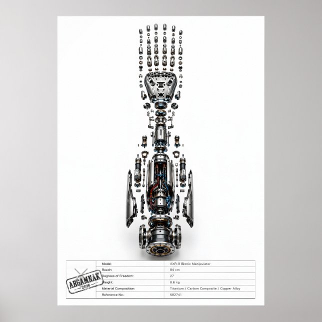 Futuristisk robotarm i explosion poster (Framsidan)