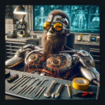 Futuristisk robotingenjör poster<br><div class="desc">En cyborg med invecklade mekaniska komponenter sitter i en högteknologisk verkstad. Verktyg är snyggt arrangerade på bordet framför.</div>
