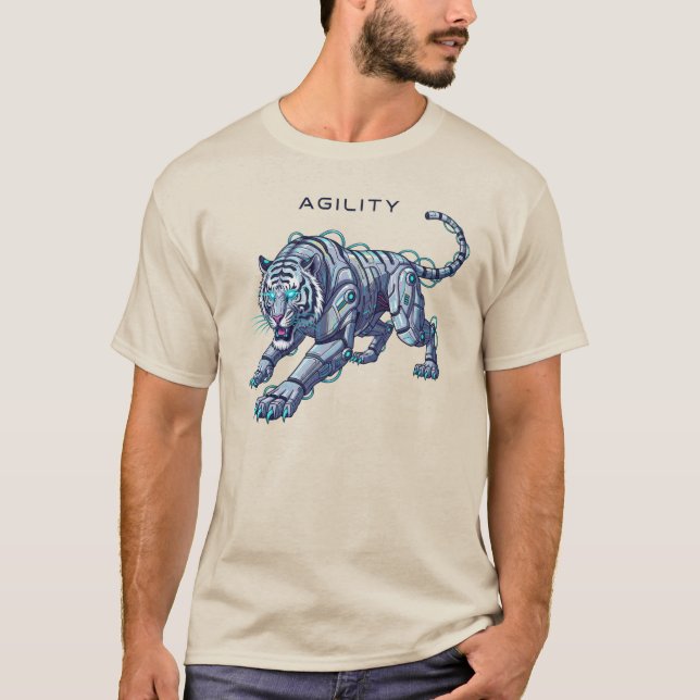 Futuristisk Robotisk Tiger T Shirt (Framsida)