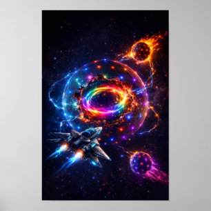 Futuristisk rymdportal med sci-fi-rymdfarkost – Co Poster