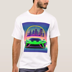 Futuristisk sportbil i levande stadslandskap t shirt