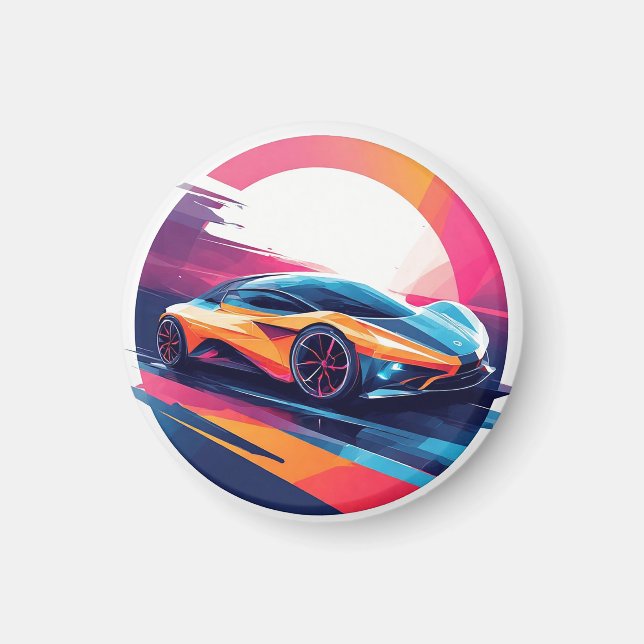 Futuristisk sportbil magnet (Framsidan)