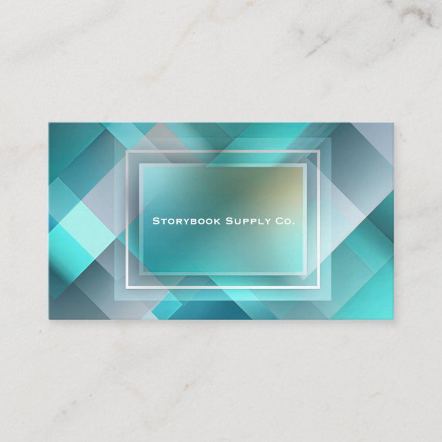 Futuristisk Teal Geometrisk Skiktad Rektangel Mode Visitkort (Framsida)