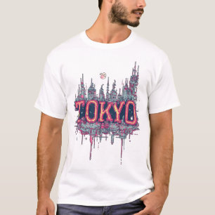 Futuristisk Tokyo Cyberpunk Neon Stad Streetwear T Shirt