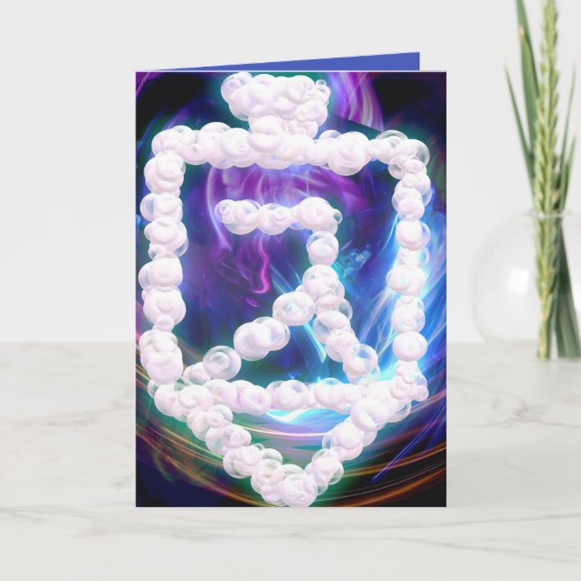 Futuristiska ח נ ו ה Hanukkah dreidel bubbles card Tack Kort (Framsida)